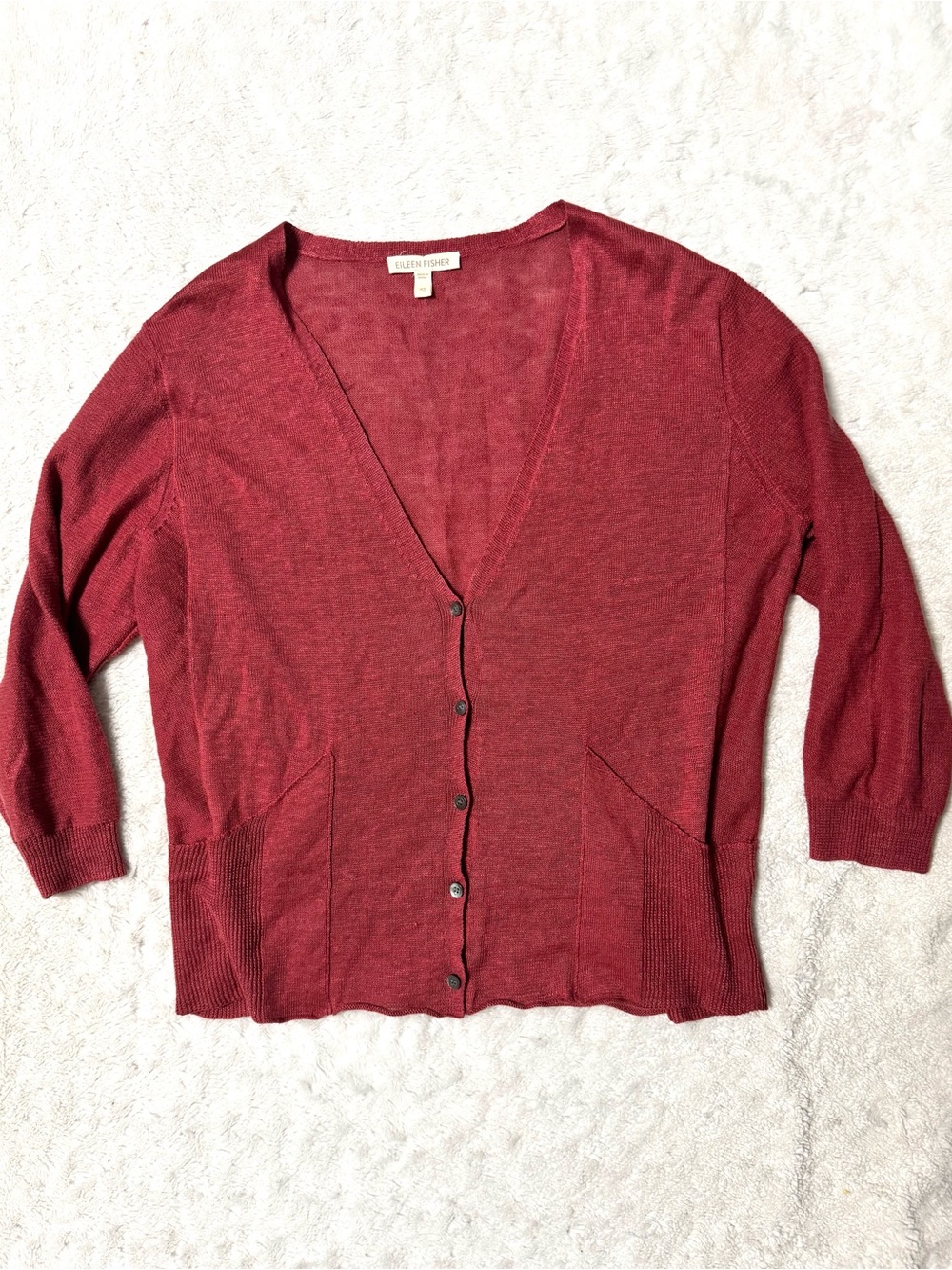 EILEEN FISHER Organic Linen V-Neck Cardigan